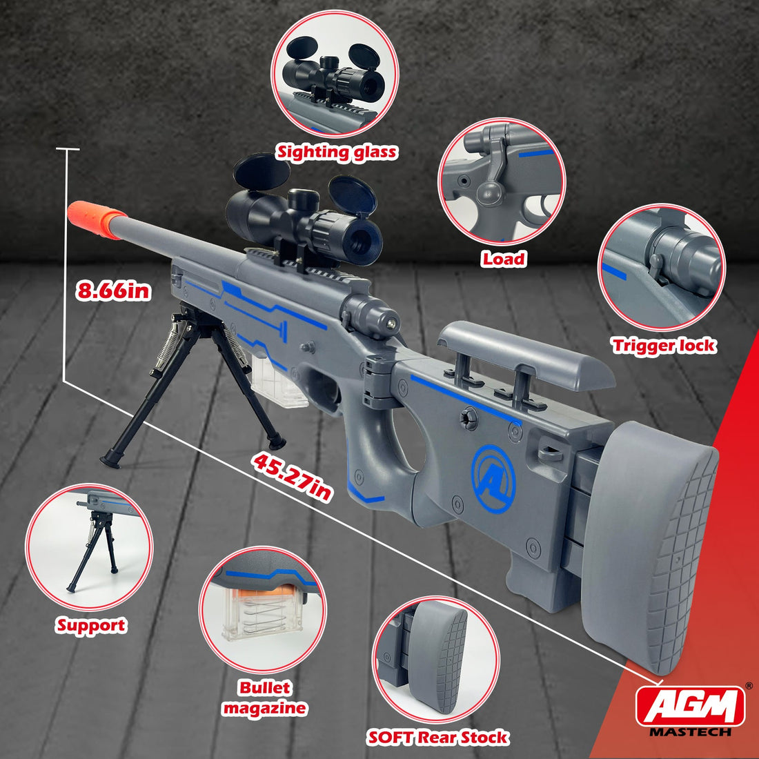 Toy Gun - AWM Toy Set, Foam Bullets, Safe and Non-Hazardous