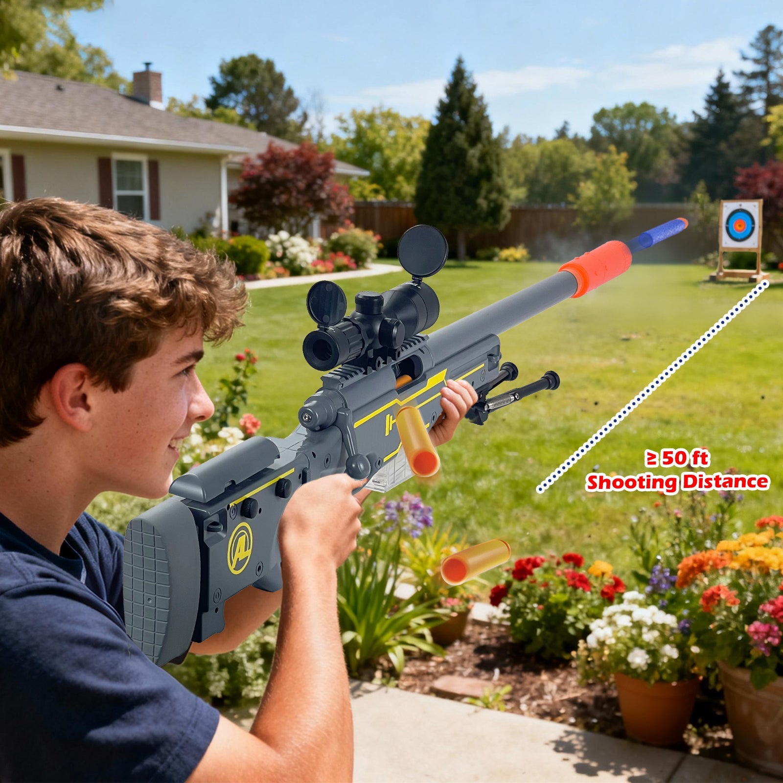 Toy Gun - AWM Sniper Rifle Toy Yellow Set 8