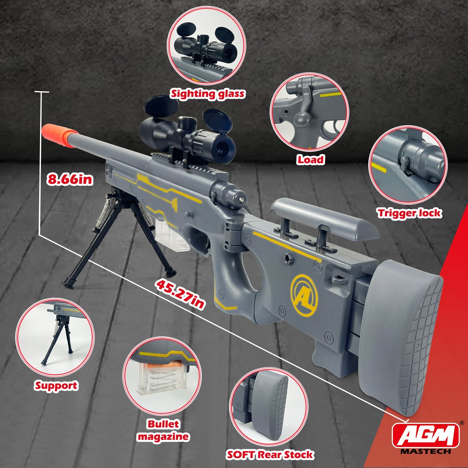 Toy Gun - AWM Sniper Rifle Toy Yellow Set 4