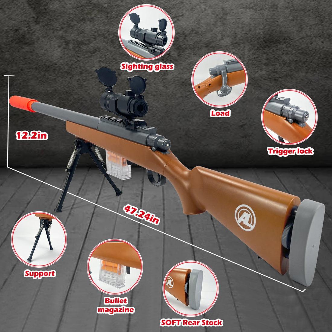 Toy Gun M24 Sniper Rifle Toy Brown 7