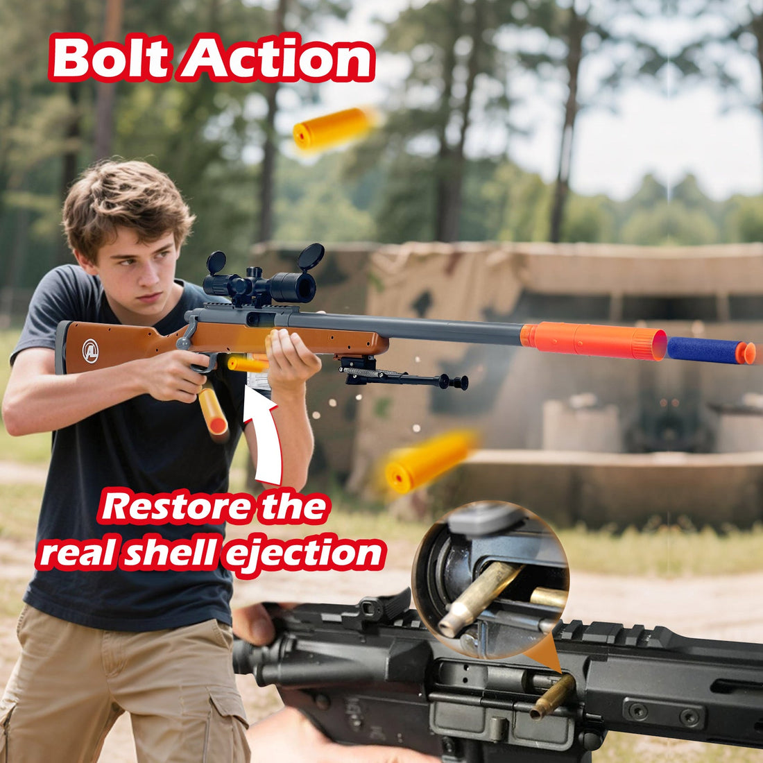 Toy Gun - M24 Sniper Rifle Toy Brown + Bullet Loader 6