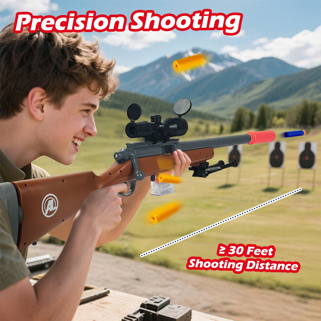 Toy Gun - M24 Sniper Rifle Toy Brown + Bullet Loader 4