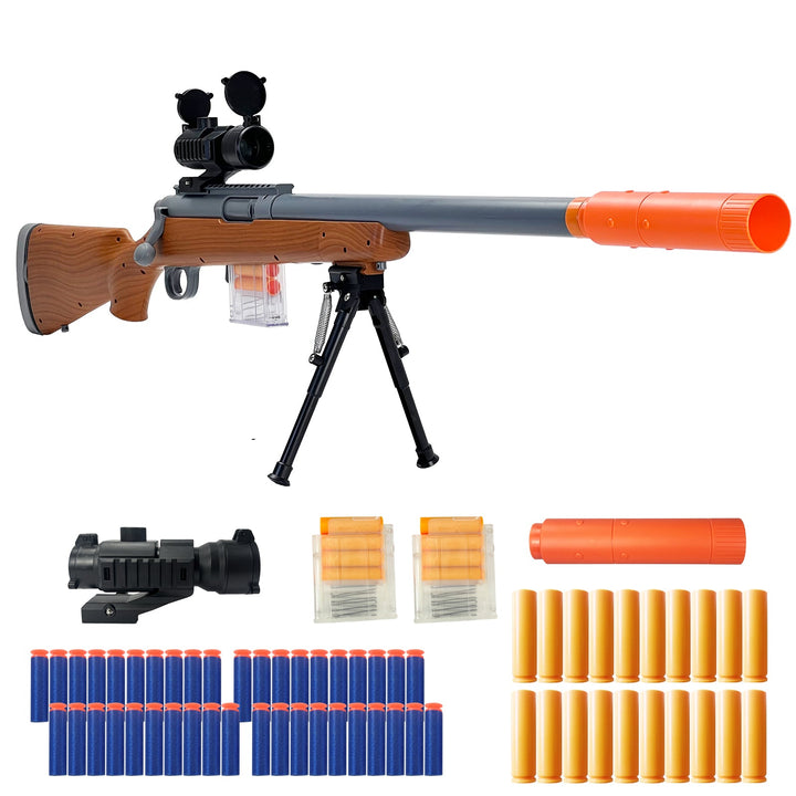 Toy Gun - Wood Grain Toy Gun with Scope and Accessories Toy Sniper Rifle 2