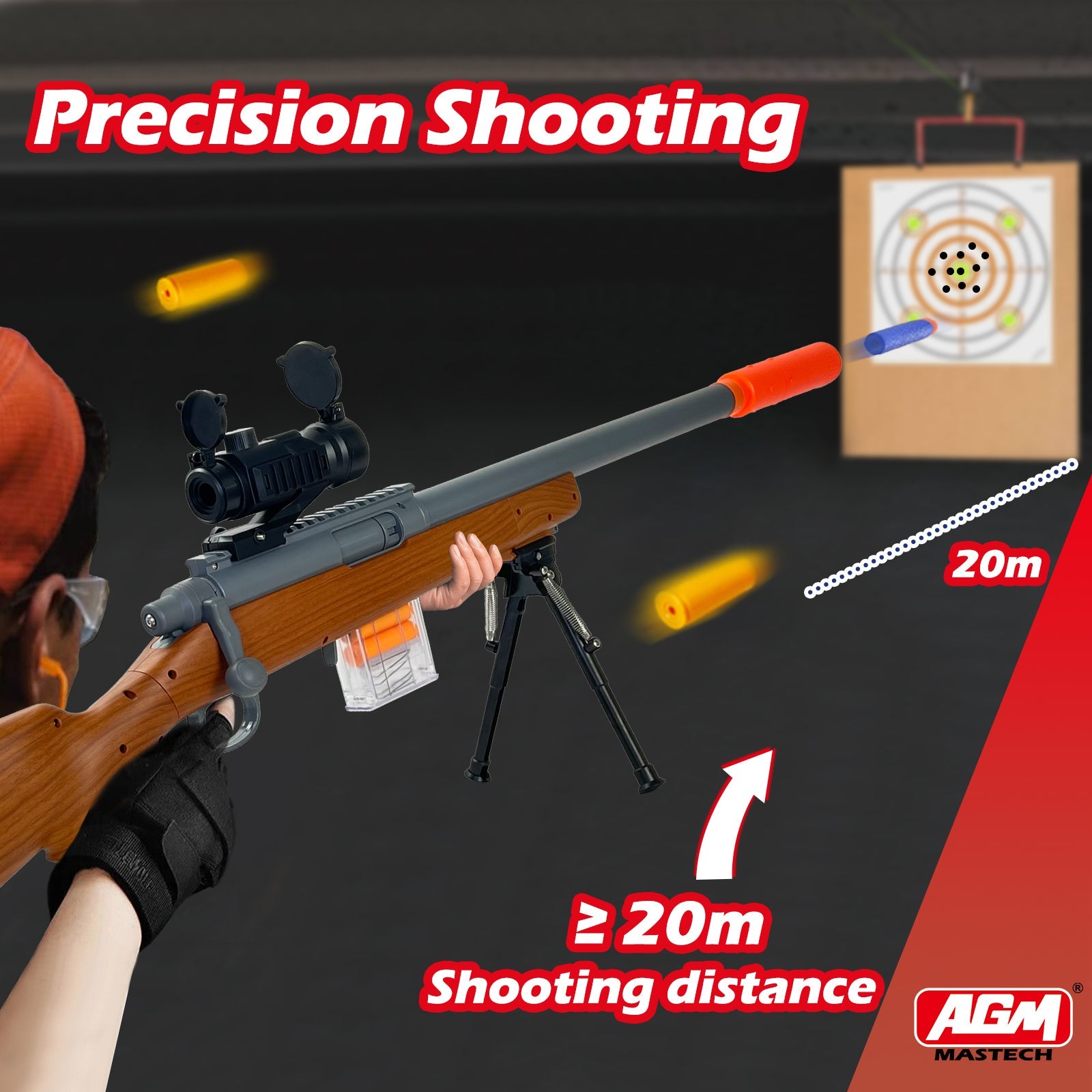 Toy Gun - Wood Grain Toy Gun with Scope and Accessories Toy Sniper Rifle 3