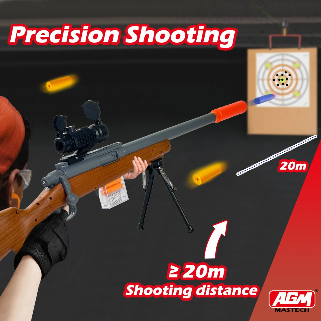 Toy Gun - Wood Grain Toy Gun with Scope and Accessories Toy Sniper Rifle 3