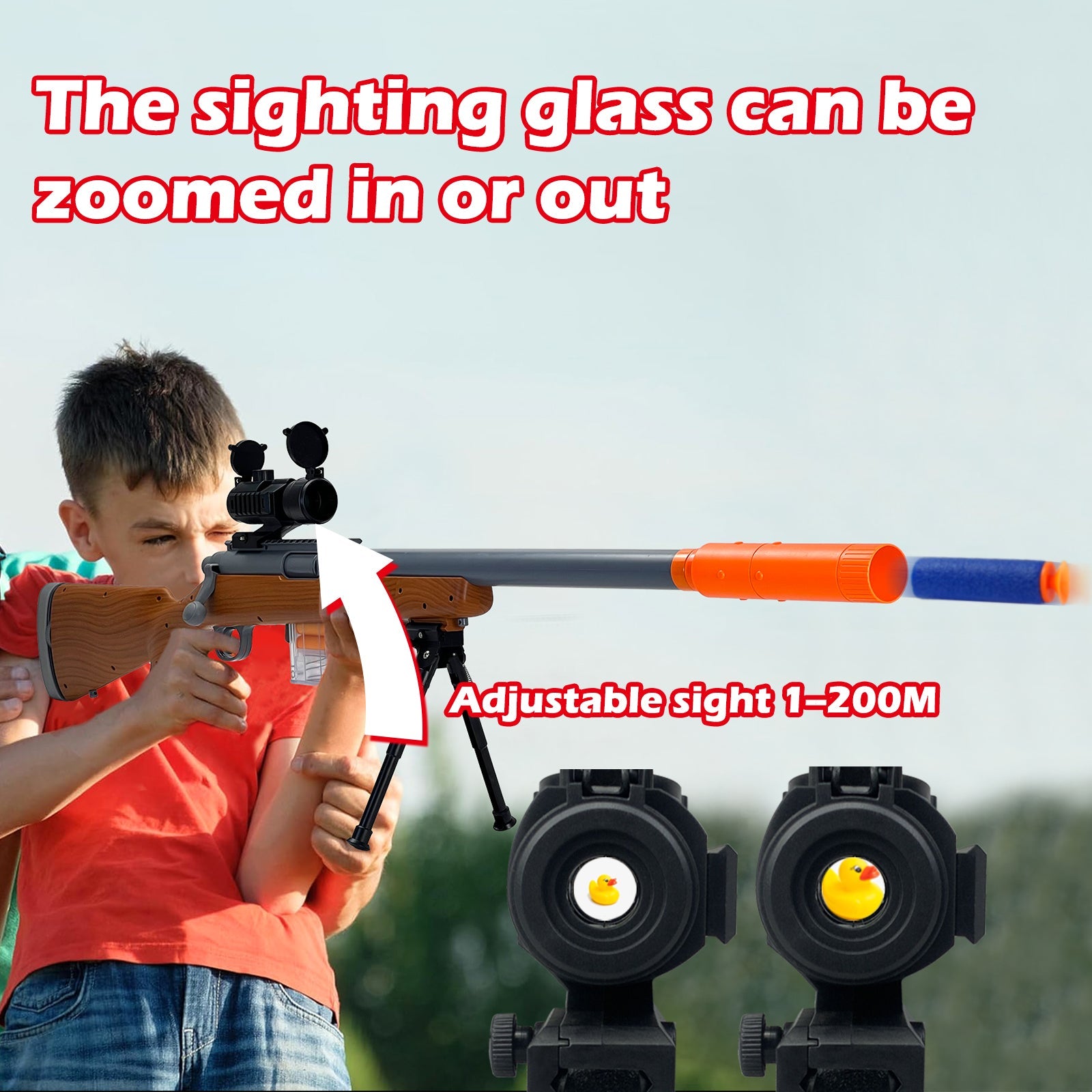 Toy Gun - Wood Grain Toy Gun with Scope and Accessories Toy Sniper Rifle 5