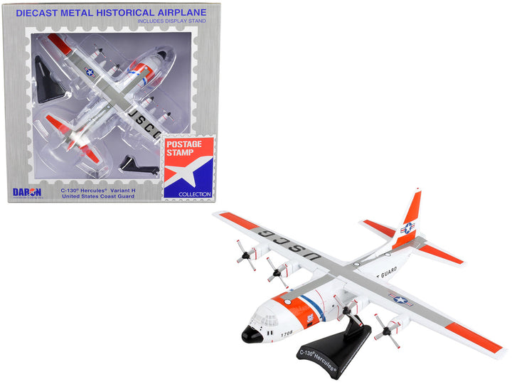 Lockheed C-130 Hercules Transport Aircraft "Variant H - United States Coast Guard" 1/200 Diecast Model Airplane by Postage Stamp-0