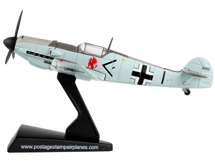 Messerschmitt Bf-109 Fighter Aircraft "Black 1 Ace Adolf Galland" German Luftwaffe 1/87 Diecast Model Airplane by Postage Stamp-1