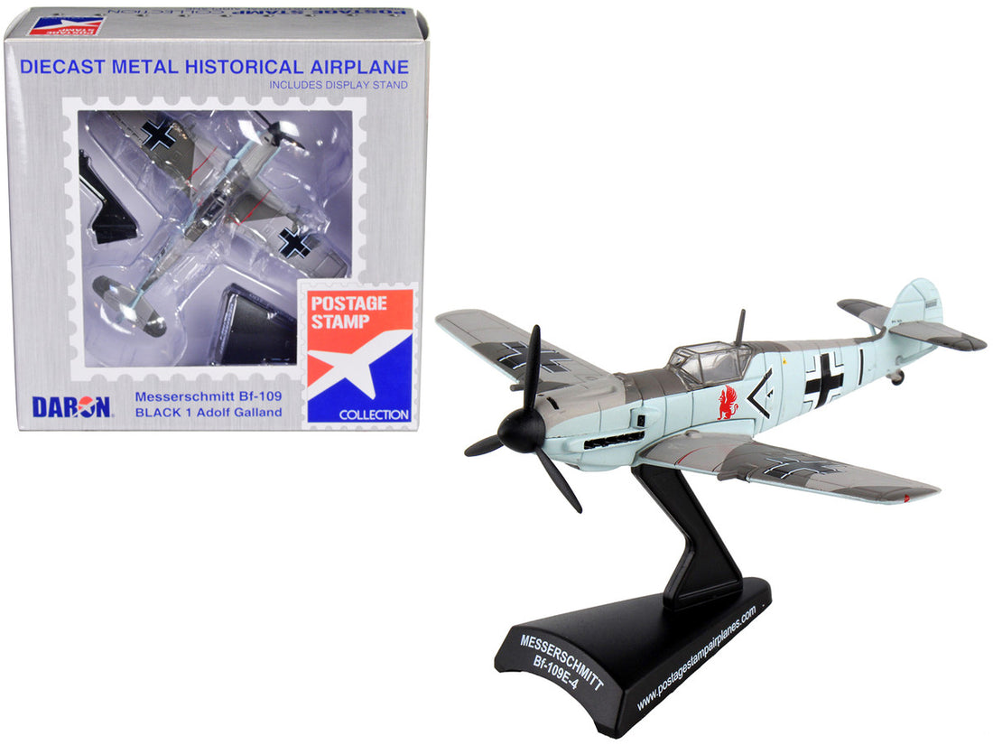 Messerschmitt Bf-109 Fighter Aircraft "Black 1 Ace Adolf Galland" German Luftwaffe 1/87 Diecast Model Airplane by Postage Stamp-0