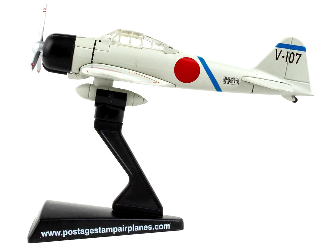 Mitsubishi A6M2 Zero Fighter Aircraft V-107 "Tainan Koukutai - Saburou Sakai" Imperial Japanese Navy 1/97 Diecast Model Airplane by Postage Stamp-1