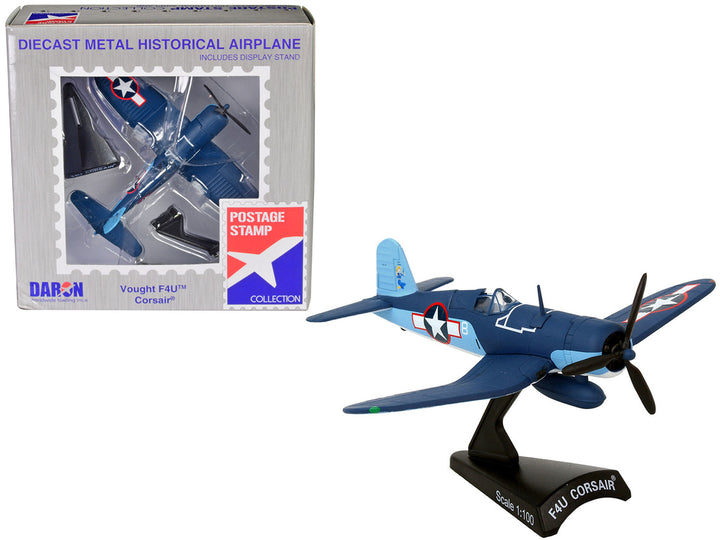 Vought F4U Corsair Fighter Aircraft "VMF-422 First Lieutenant Robert 'Cowboy' Stout" United States Navy 1/100 Diecast Model Airplane by Postage Stamp-0