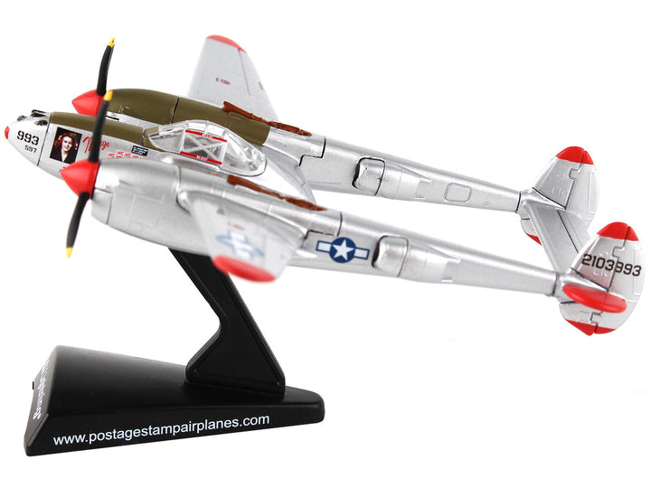 Lockheed P-38J Lightning Fighter Aircraft "Marge" Pilot Richard Ira "Dick" Bong - United States Air Force 1/115 Diecast Model Airplane by Postage Stamp-1