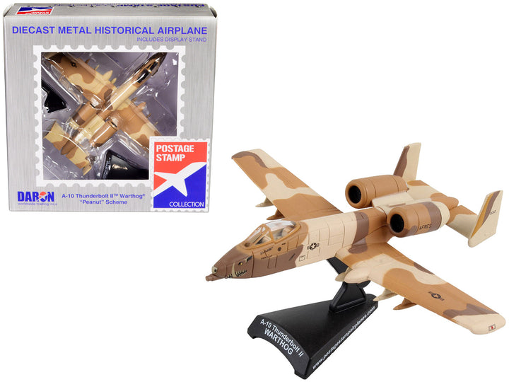 Fairchild Republic A-10 Thunderbolt II Warthog Aircraft "Peanut Color Camouflage Scheme" United States Air Force 1/140 Diecast Model Airplane by Postage Stamp-0