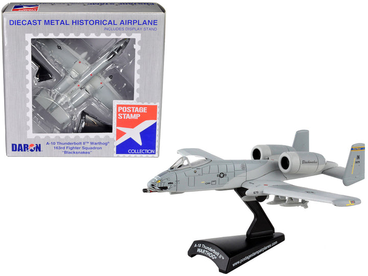 Fairchild Republic A-10 Thunderbolt II Warthog Aircraft "163rd Fighter Squadron Blacksnakes" United States Air Force 1/140 Diecast Model Airplane by Postage Stamp-0