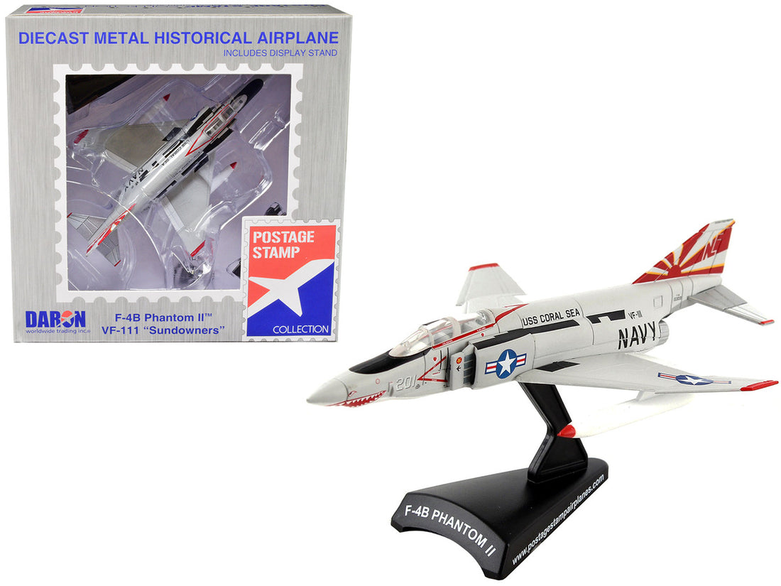 McDonnell Douglas F-4B Phantom II Fighter Aircraft "VF-111 Sundowners" United States Navy 1/155 Diecast Model Airplane by Postage Stamp-0