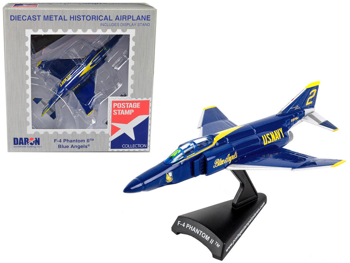 McDonnell Douglas F-4B Phantom II Fighter Aircraft "Blue Angels" United States Navy 1/155 Diecast Model Airplane by Postage Stamp-0