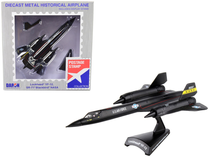 Lockheed YF-12 SR-71 Blackbird Aircraft "NASA" United States Air Force 1/200 Diecast Model Airplane by Postage Stamp-0