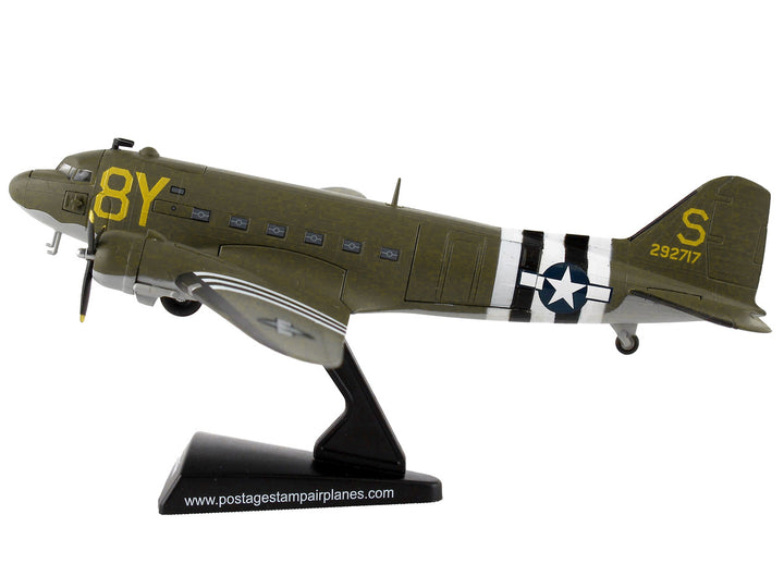 Douglas C-47 Skytrain Transport Aircraft "Stoy Hora 440th Troop Carrier Group D-Day" (1945) United States Army Air Forces 1/144 Diecast Model Airplane by Postage Stamp-1