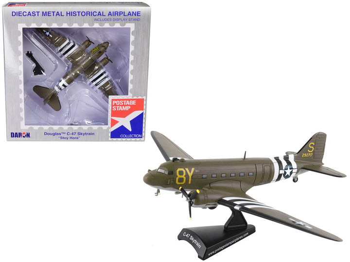 Douglas C-47 Skytrain Transport Aircraft "Stoy Hora 440th Troop Carrier Group D-Day" (1945) United States Army Air Forces 1/144 Diecast Model Airplane by Postage Stamp-0