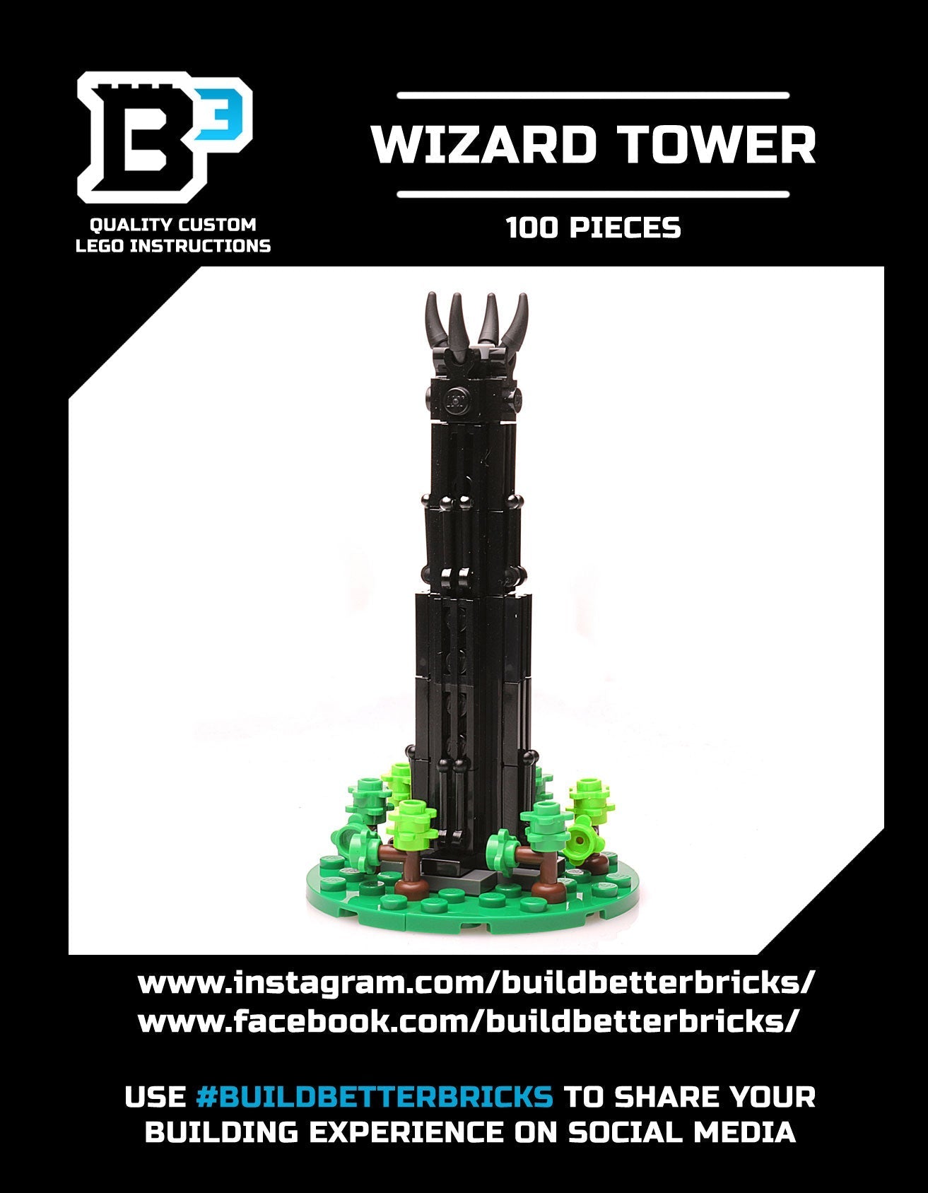Dark Wizard Tower Building Set made using LEGO parts 2