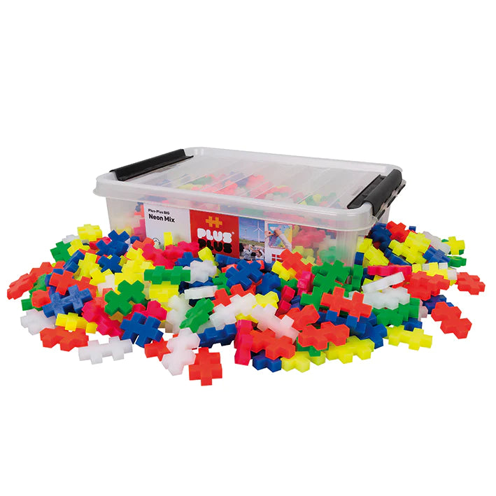 Plus Plus Big 200 Piece Tub Puzzle Blocks Neon