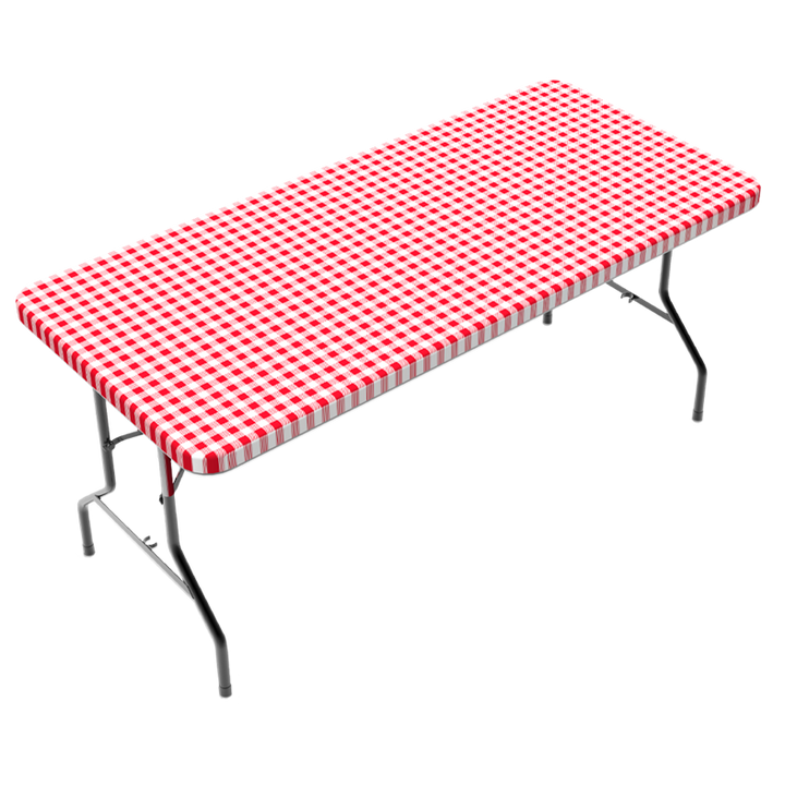 TCPlus 6ft Tablecloth White & Red Checkerboard