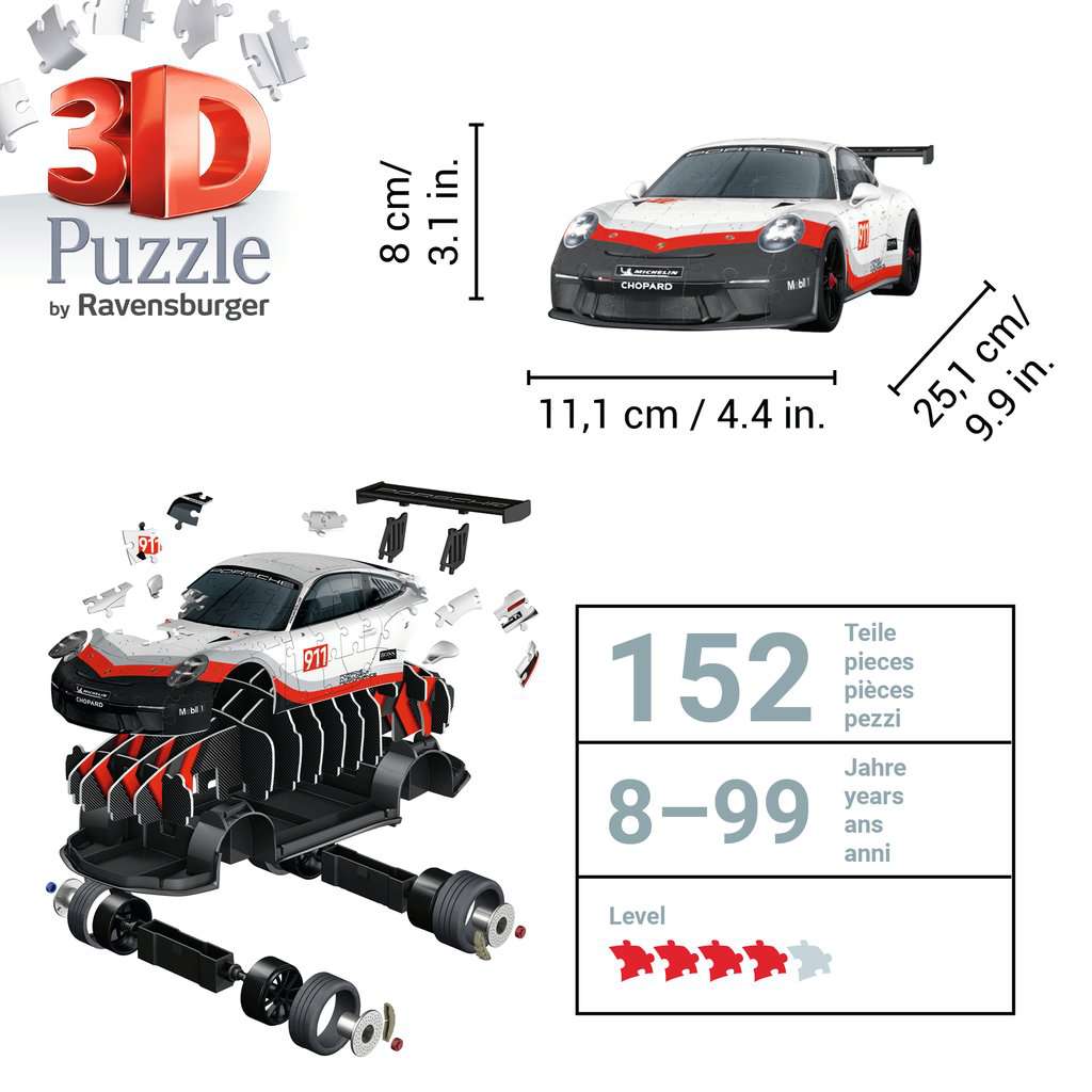 Porsche 911 GT3 Cup 152 Piece 3D Jigsaw Puzzle Ravensburger 4