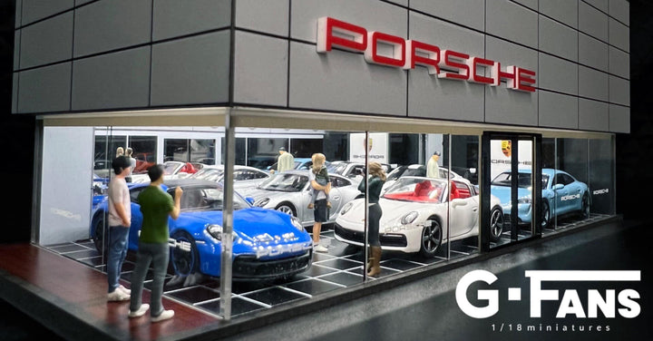 Porsche Showroom 1:64 scale Diorama by G-Fans View looking inside