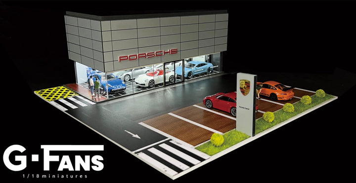 Porsche Showroom 1:64 scale Diorama by G-Fans Overall view.