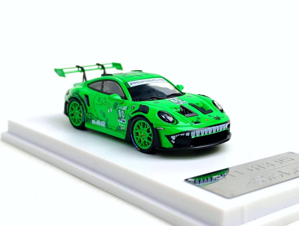 Porsche 992 GR3 RS Tyrannosaurus Green 1:64 Scale Diecast Model by Solo Front View