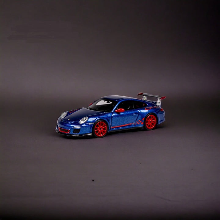 Porsche 997.2 GT3 RS Aqua Blue Metallic AQUABLAU 1:64 Resin by Cars' Lounge Side View