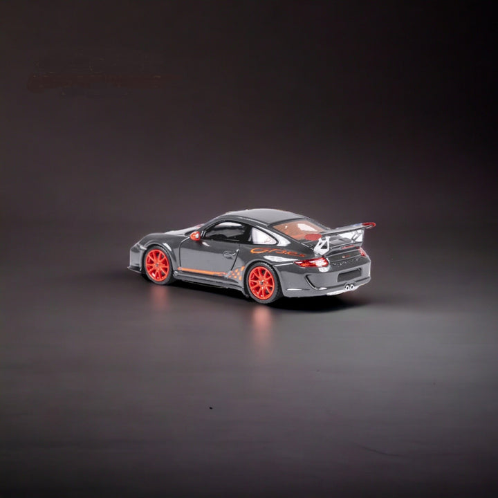 Porsche 997.2 GT3 RS Meteor Grey Metallic GRAUSCHWARZ 1:64 Resin by Cars' Lounge Rear View