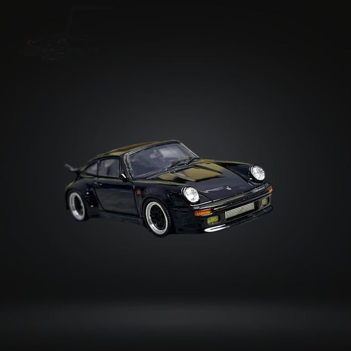 Porsche RWB 930 Black Bird Black Black Rims Resin Model 1:64 by Cars' Lounge Front View