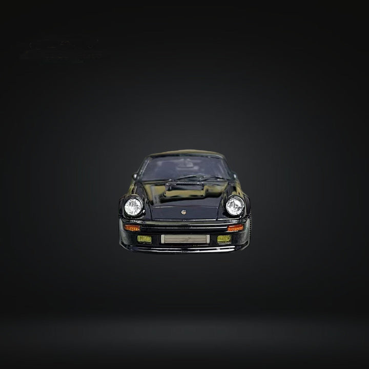 Porsche RWB 930 Black Bird Black Black Rims Resin Model 1:64 by Cars' Lounge Head View