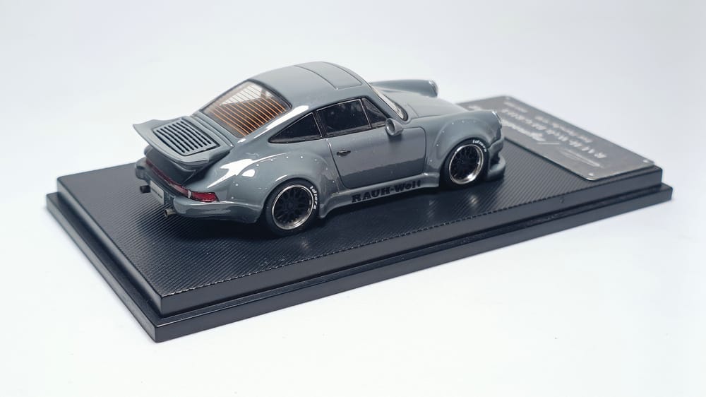 Porsche RWB 930 Cement Grey Ducktail 1:64 Scale Diecast Model by Model Connect Passenger Side View