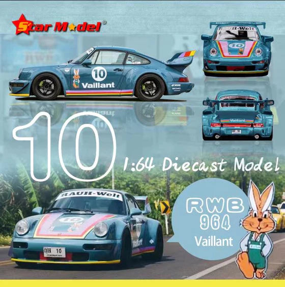 Porsche RWB 964 GT Wing Green Vaillant #10 1:64 Scale Diecast