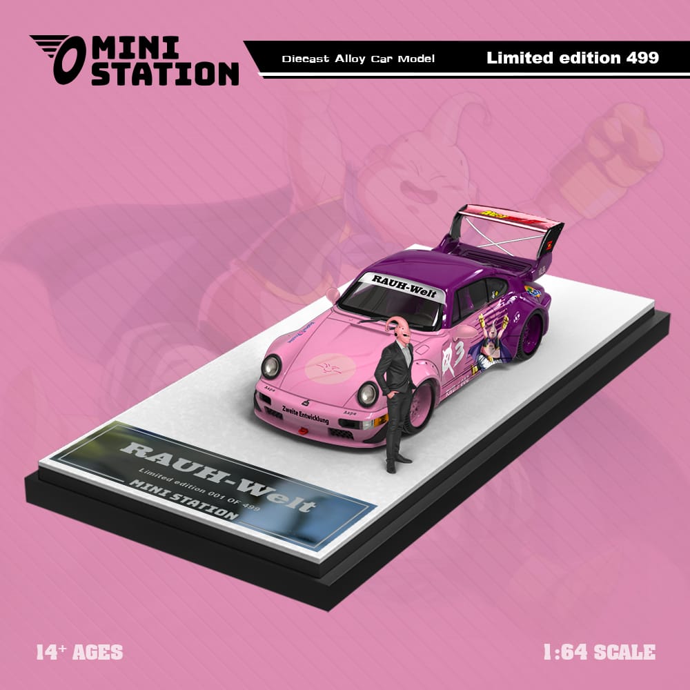 Porsche RWB 964 Majin Buu 1:64 Scale Diecast Model with Figurine by Mini Station