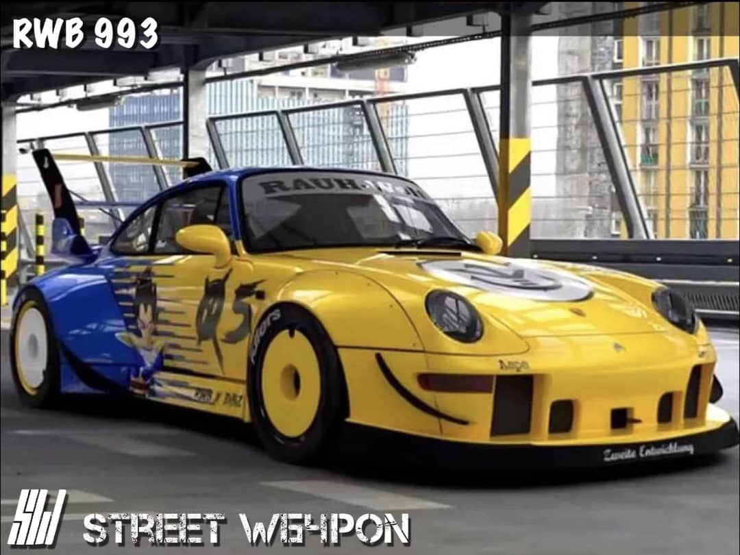 Porsche RWB 993 High Wing Dragon Ball 1:64 Scale Diecast Model by Street Weapon Vegeta Blue