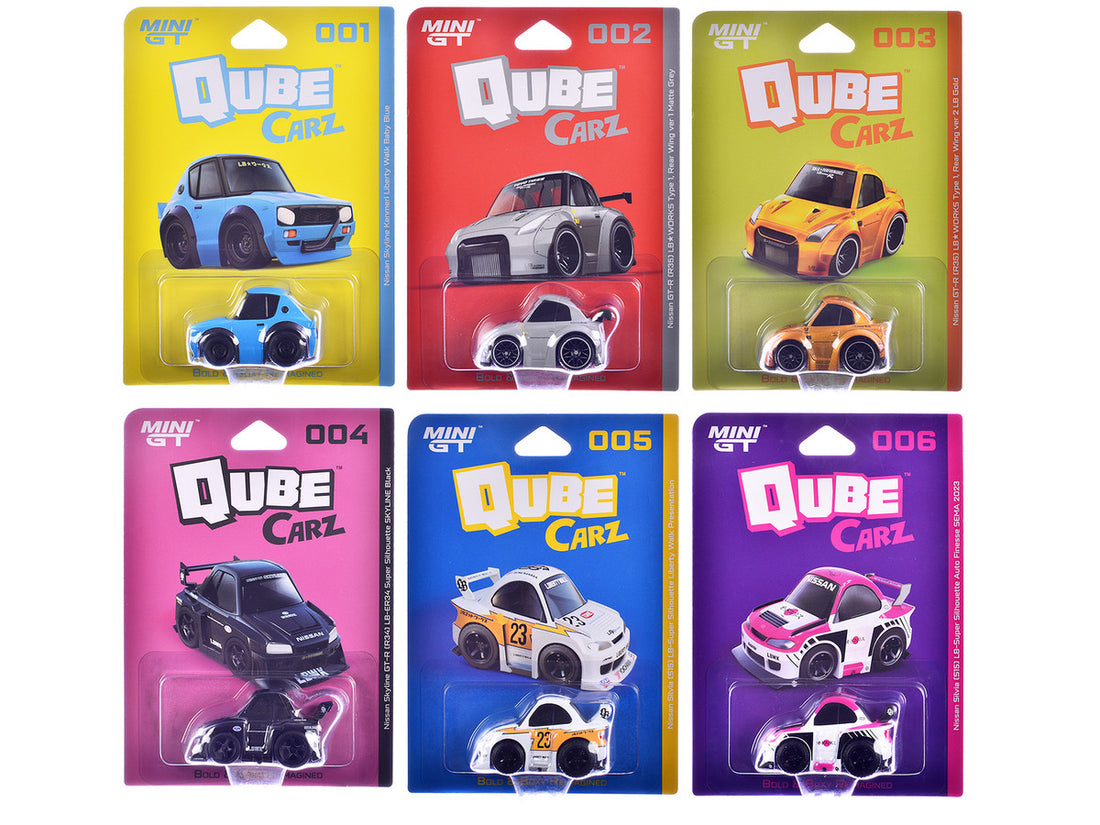 "QubeCarz" Series #1 Set of 6 pieces 1/64 Diecast Model Cars by Mini GT-0