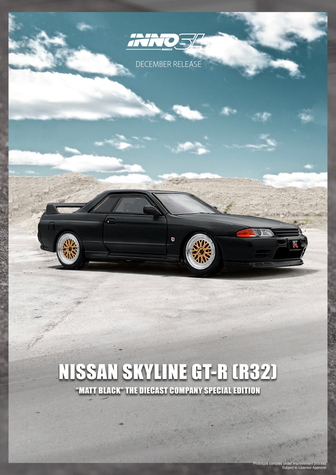 Nissan Skyline GT-R R32 Matt Black "THE DIECAST COMPANY" Special Edition 1:64 by Inno64 IN64-R32-MB Scene