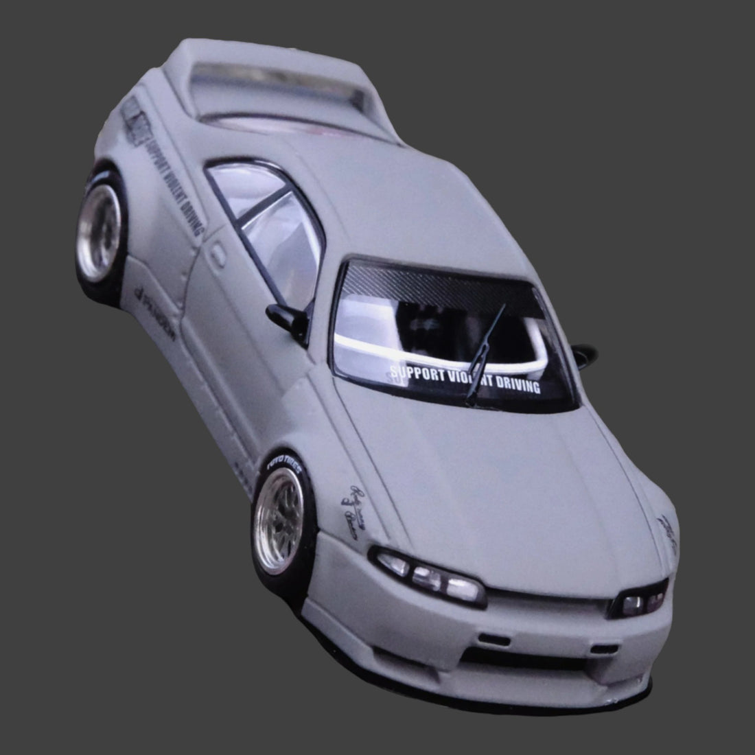 Nissan Skyline GT-R R33 "Pandem / Rocket Bunny" Widebody in Cement Grey Matte 1:64 by Inno64 IN64-R33P-CGM Top View