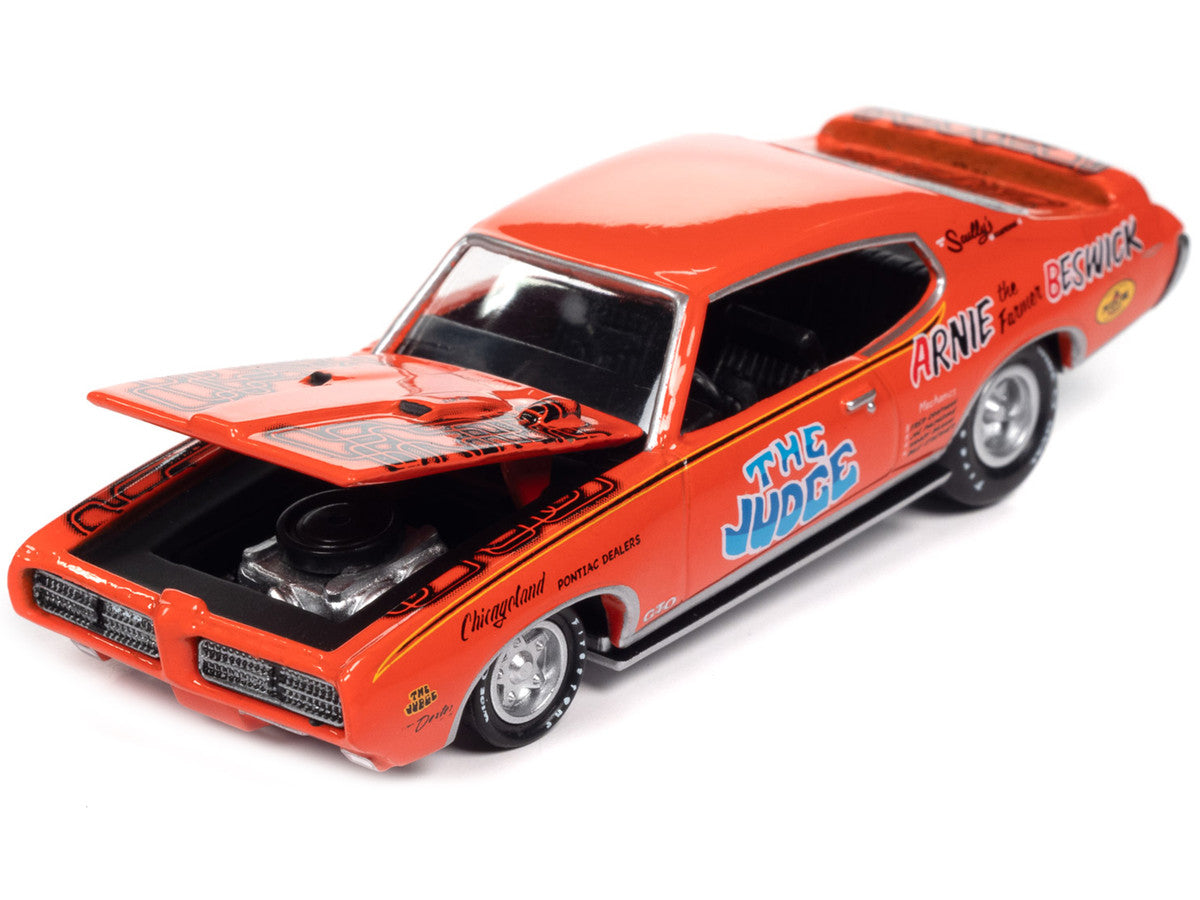 1969 Pontiac GTO Orange with Graphics "The Judge - Arnie 'The Farmer' Beswick" "Racing Champions Mint 2023" Release 1 Limited Edition to 2500 pieces Worldwide 1/64 Diecast Model Car by Racing Champions-1