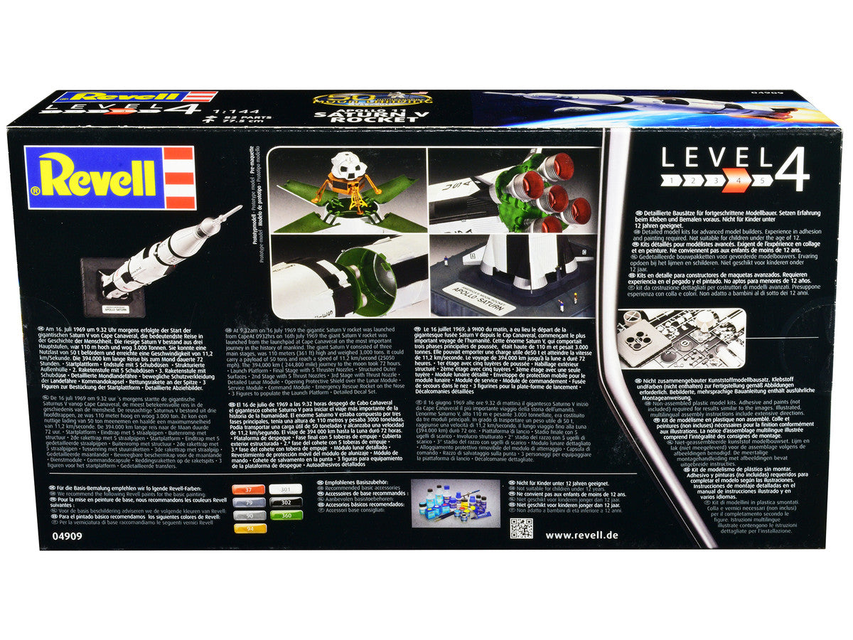 Level 4 Model Kit Apollo 11 Saturn V Rocket "50th Anniversary Moon Landing" 1/144 Scale Model by Revell-3