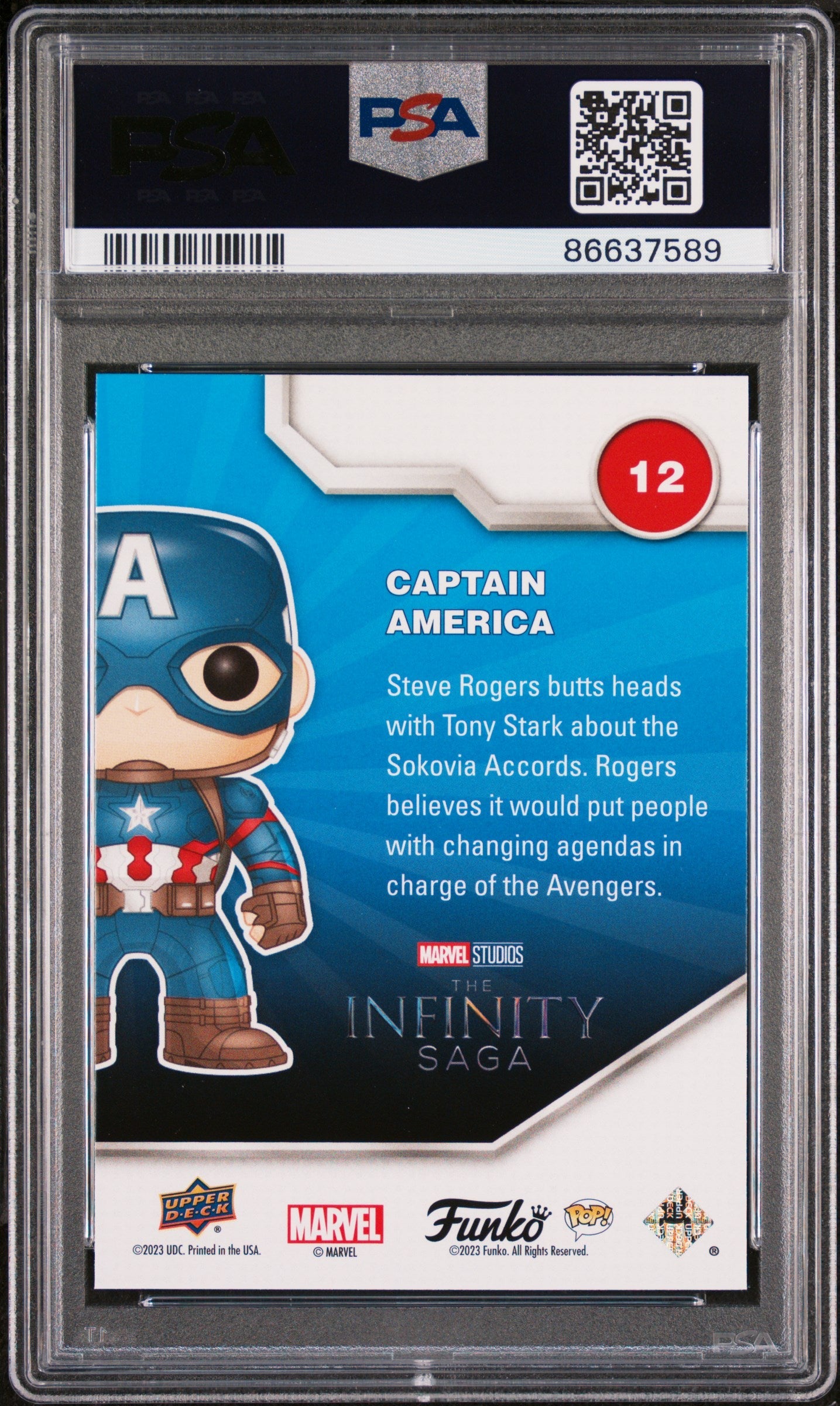 2023 UPPER DECK FUNKO POP MARVEL  CAPTAIN AMERICA  #12  PSA 9
