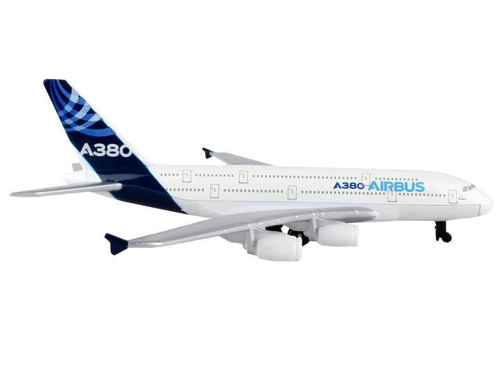 Airbus A380 Commercial Aircraft "Airbus" White with Blue Tail Diecast Model Airplane by Daron-1