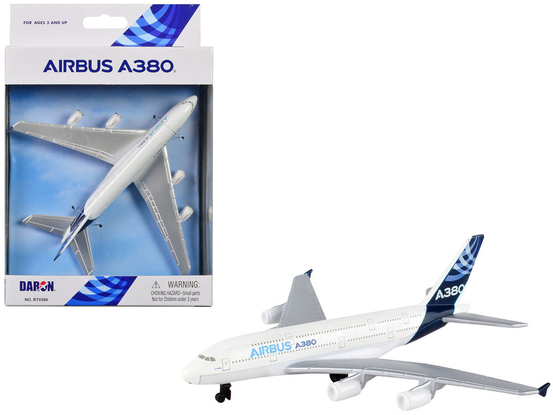 Airbus A380 Commercial Aircraft "Airbus" White with Blue Tail Diecast Model Airplane by Daron-0