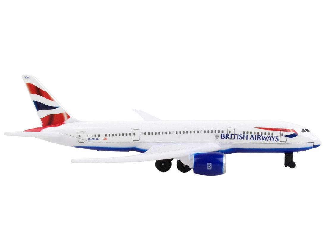 787 Commercial Aircraft "British Airways" (G-ZBJA) White with Blue and Red Tail Diecast Model Airplane by Daron-1