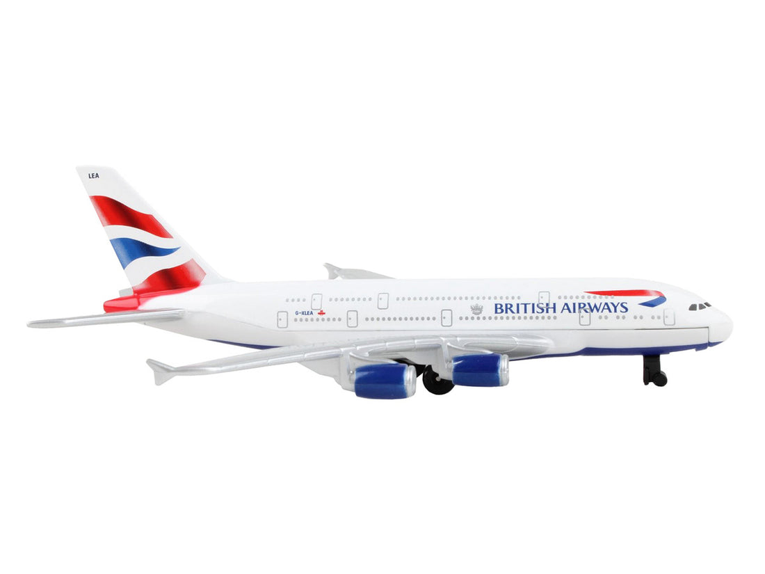 A380 Commercial Aircraft "British Airways" (G-XLEA) White with Blue and Red Tail Diecast Model Airplane by Daron-0