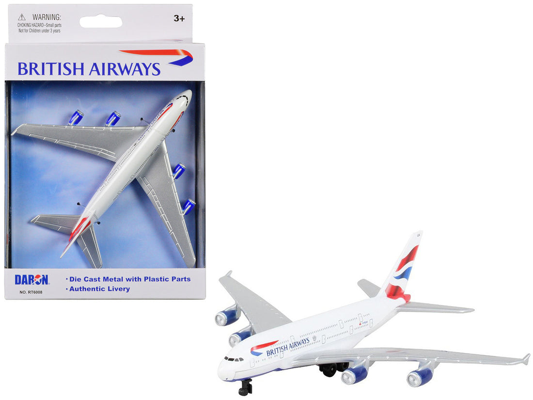 A380 Commercial Aircraft "British Airways" (G-XLEA) White with Blue and Red Tail Diecast Model Airplane by Daron-2