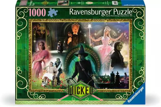 Wicked Spellbinding 1000-piece jigsaw puzzle by Ravensburger with Elphaba and Glinda
